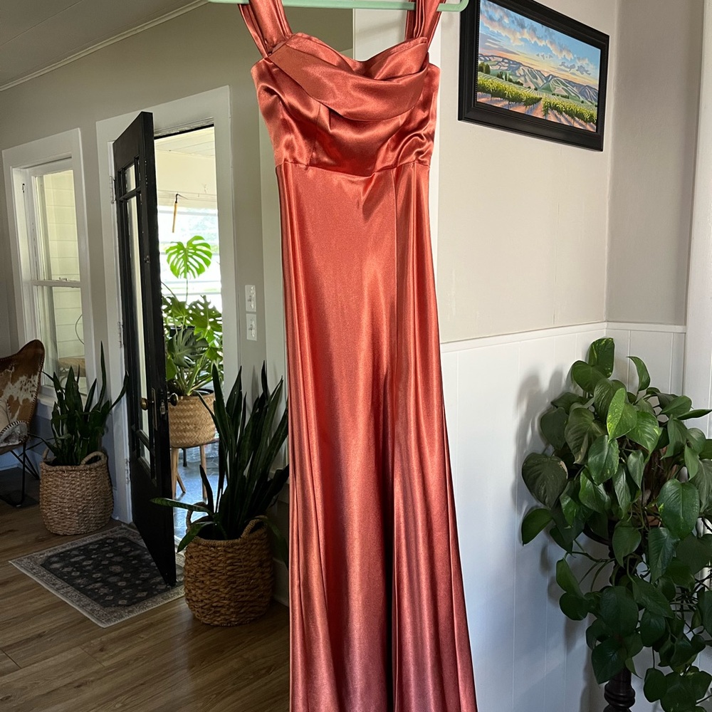 Birdy Grey Satin Dress in terracotta